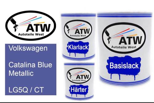 Volkswagen, Catalina Blue Metallic, LG5Q / CT: 1L Lackdose + 1L Klarlack + 500ml Härter - Set, von ATW Autoteile West.